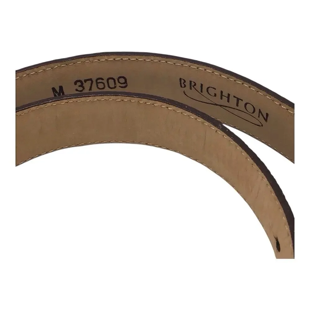 Brighton Women’s Brown Embossed Leather Belt Silver Tone Buckle Size M